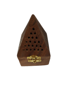 Wooden Incense Holder With Lid Triangle