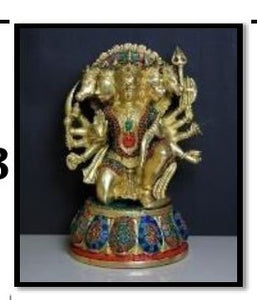 Brass Stone Work Panchmukhi Hanuman Statue